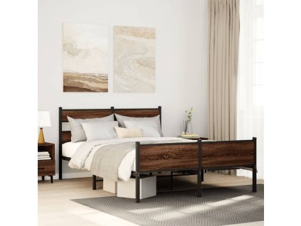 vidaXL Rám postele bez matrace hnědý dub 140 x 200 cm kompozitní dřevo
