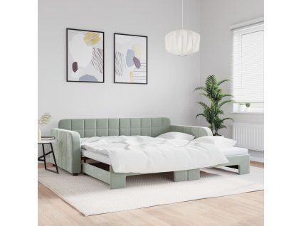 vidaXL Válenda s přistýlkou světle šedá 100 x 200 cm samet