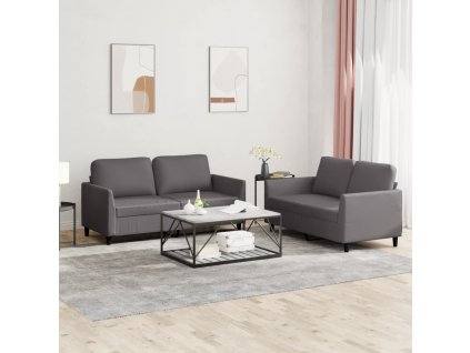 vidaXL 2dílná sedací souprava s poduškami šedá umělá kůže