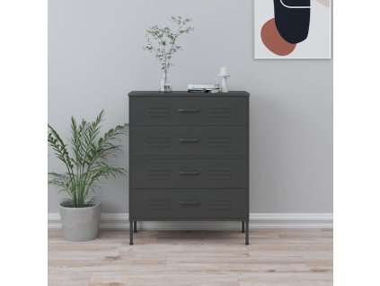 vidaXL Komoda se zásuvkami antracitová 80 x 35 x 101,5 cm ocel