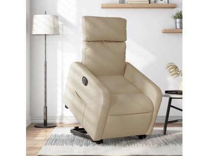 vidaXL Elektrické zvedací polohovací křeslo krémové textil
