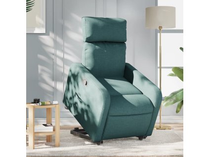 vidaXL Zvedací polohovací křeslo tmavě zelené textil