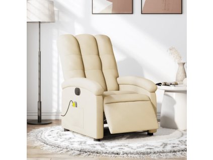 vidaXL Elektrické masážní polohovací křeslo krémové textil