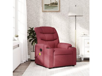 vidaXL Masážní polohovací křeslo vínové textil