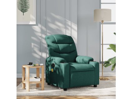 vidaXL Masážní polohovací křeslo tmavě zelené textil