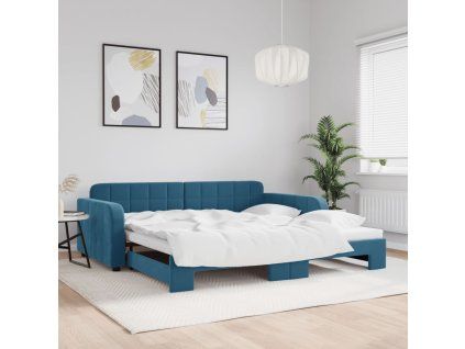 vidaXL Válenda s přistýlkou modrá 100 x 200 cm samet