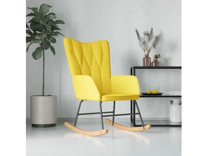 vidaXL Houpací křeslo hořčicově žluté textil