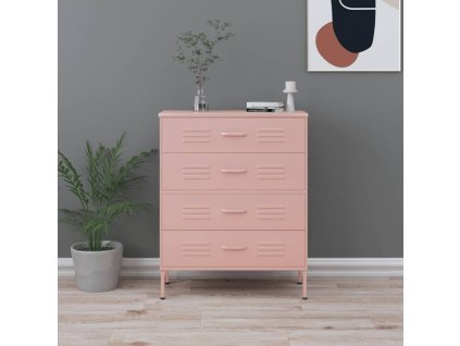 vidaXL Komoda se zásuvkami růžová 80 x 35 x 101,5 cm ocel