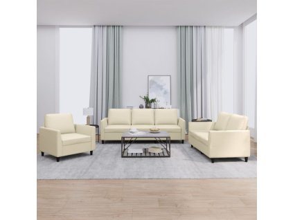 vidaXL 3dílná sedací souprava s poduškami krémová umělá kůže