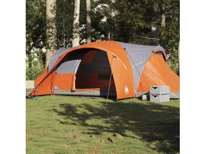 vidaXL Rodinný stan kopule pro 6 osob šedý a oranžový nepromokavý