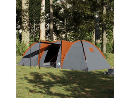 vidaXL Rodinný stan kopule pro 8 osob šedý a oranžový nepromokavý