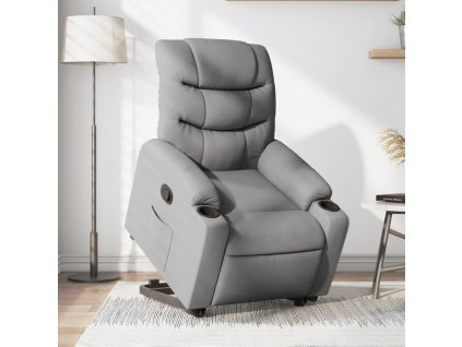 vidaXL Zvedací polohovací křeslo světle šedé textil