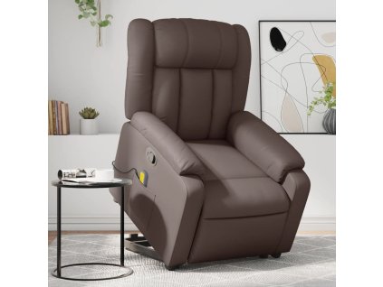 vidaXL Zvedací masážní polohovací křeslo hnědé umělá kůže