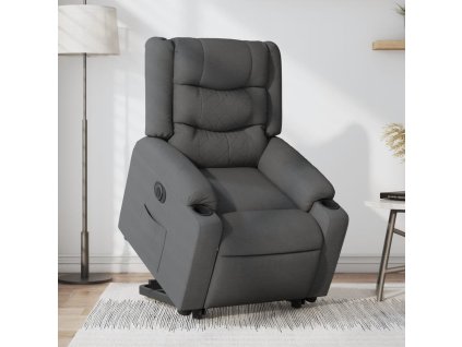 vidaXL Elektrické zvedací polohovací křeslo tmavě šedé textil