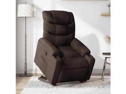 vidaXL Zvedací polohovací křeslo tmavě hnědé textil