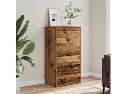 vidaXL Příborník se 6 zásuvkami old wood 50 x 34 x 96 cm dřevotříska