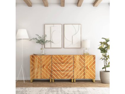 vidaXL Odkládací skříňky 3 ks hnědé a černé 60x33,5x75 cm mangovník