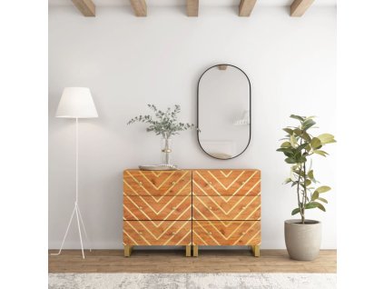 vidaXL Odkládací skříňky 2 ks hnědé a černé 60x33,5x75 cm mangovník