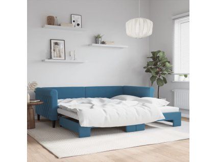 vidaXL Válenda s přistýlkou modrá 100 x 200 cm samet