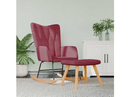 vidaXL Houpací křeslo se stoličkou vínové textil