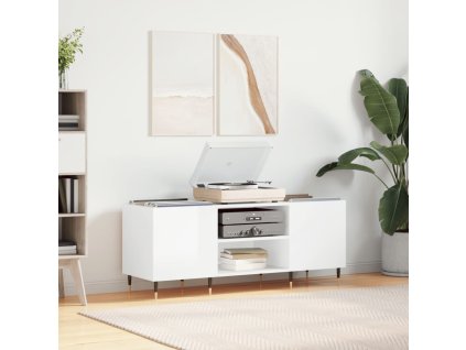 vidaXL Skříňka na LP desky lesklá bílá 121x38x48 cm kompozitní dřevo