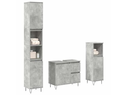 vidaXL 3dílný set koupelnového nábytku betonově šedý kompozitní dřevo