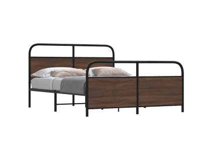vidaXL Kovový rám postele bez matrace hnědý dub 160 x 200 cm