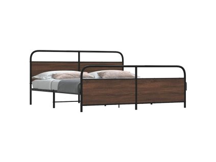 vidaXL Kovový rám postele bez matrace hnědý dub 183 x 213 cm
