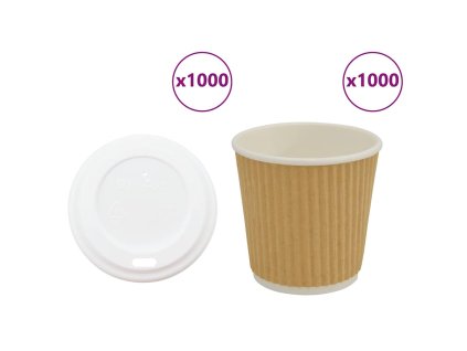 vidaXL Papírové kelímky na kávu s víčky 1000 pcs 4oz 100ml