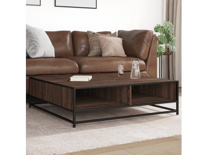 vidaXL Konferenční stolek hnědý dub 100 x 100 x 30 cm kompozit a kov