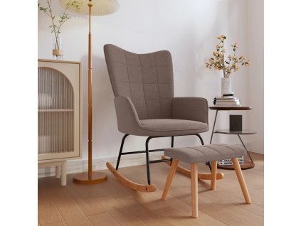 vidaXL Houpací křeslo se stoličkou taupe textil