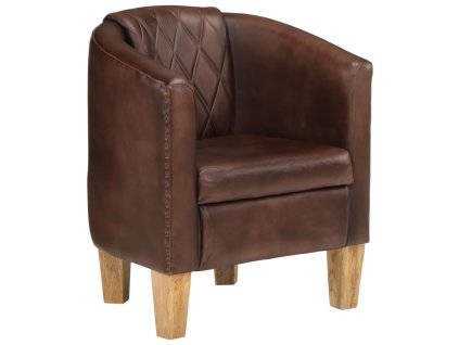 vidaXL Klubové křeslo tmavě hnědé pravá kůže