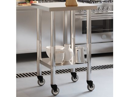 vidaXL Kuchyňský pracovní stůl s kolečky 55 x 55 x 85 cm nerezová ocel