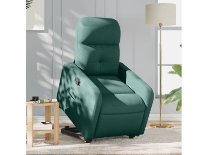 vidaXL Zvedací polohovací křeslo tmavě zelené textil