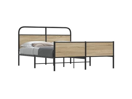 vidaXL Kovový rám postele bez matrace kouřový dub 180 x 200 cm