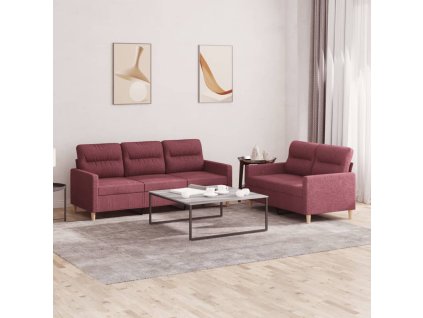 vidaXL 2dílná sedací souprava s poduškami vínová textil