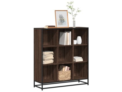 vidaXL Knihovna hnědý dub 97,5 x 33 x 107,5 cm kompozitní dřevo a kov