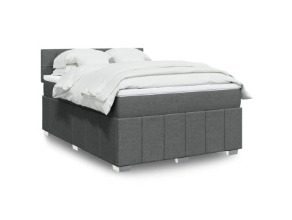 vidaXL Box spring postel s matrací tmavě šedá 160x200 cm textil
