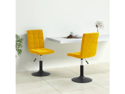 vidaXL Otočné jídelní židle 2 ks hořčicově žluté samet