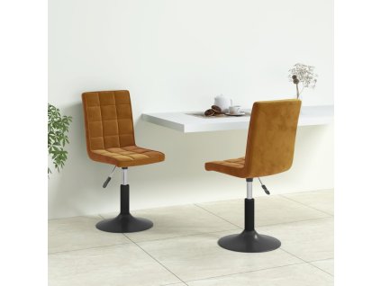 vidaXL Otočné jídelní židle 2 ks hnědé samet