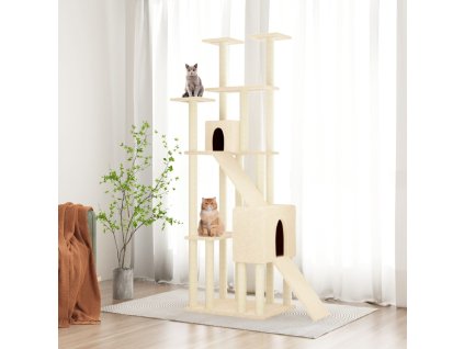 vidaXL Škrabadlo pro kočky se sisalovými sloupky krémové 190 cm
