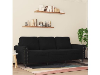 vidaXL 3místná pohovka černá 180 cm samet