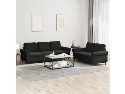 vidaXL 2dílná sedací souprava s poduškami černá samet