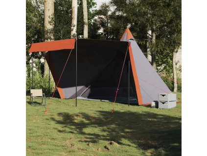 vidaXL Rodinný stan týpí pro 8 osob šedý a oranžový nepromokavý
