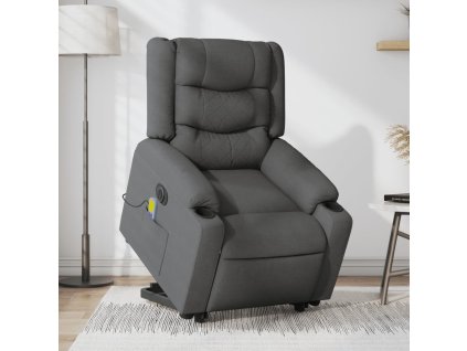 vidaXL Elektrické zvedací masážní polohovací křeslo tmavě šedé textil