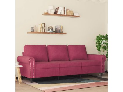 vidaXL 3místná pohovka vínová 180 cm samet