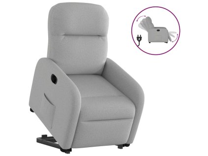 vidaXL Elektrické zvedací polohovací křeslo obláčkově šedé textil