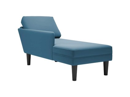 vidaXL Lenoška s polštářem a područkou na pravé straně modrá samet