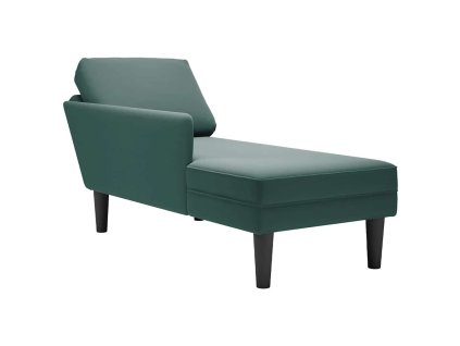 vidaXL Lenoška s polštářem a područkou na pravé straně zelená samet