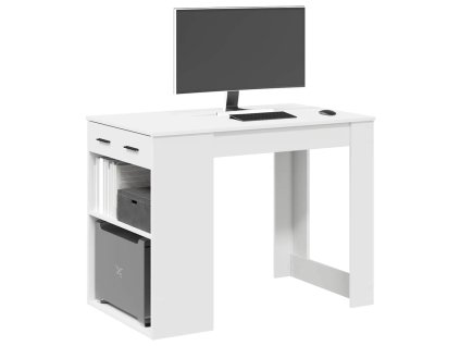 vidaXL Psací stůl se zásuvkou a policí bílý 102x62x77,5 cm kompozit